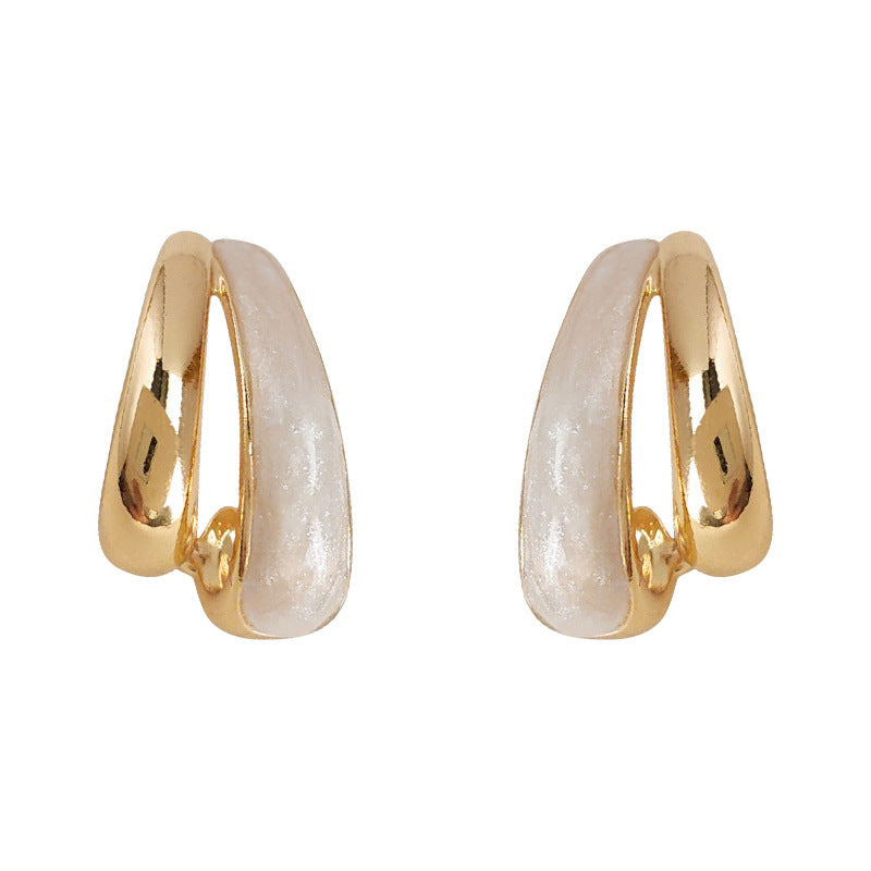 Double Layer Geometric Ear Cuff with Drip Enamel