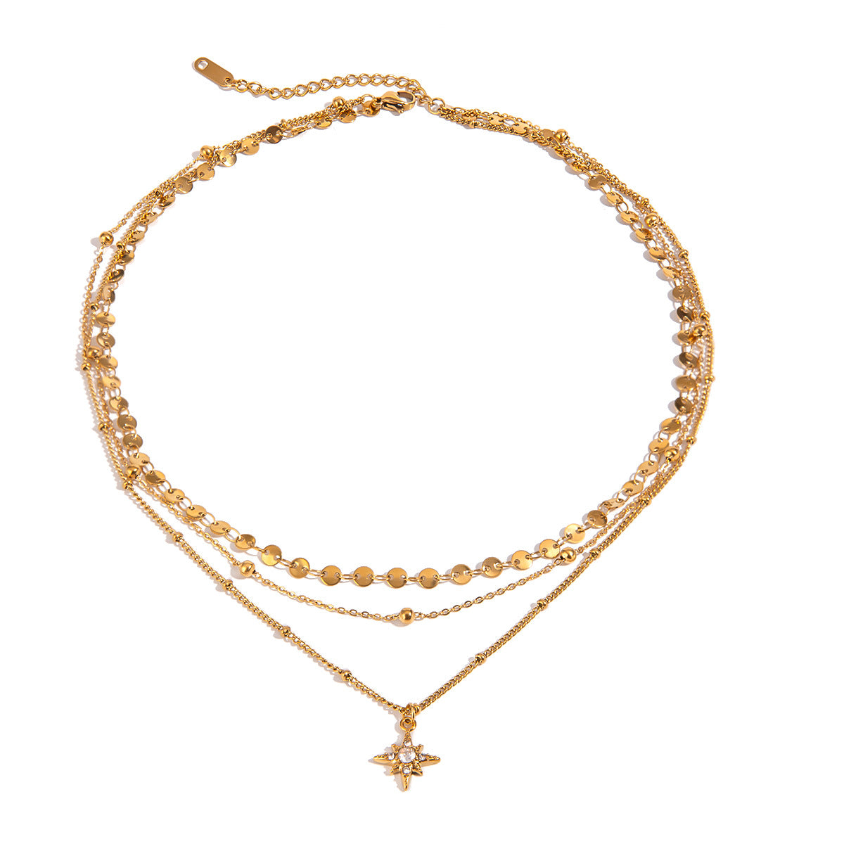 Triple Layer Star Pendant Titanium Steel Necklace
