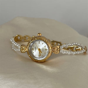 Pearl Bracelet Watch Quartz Movement Titanium Clasp PDW011