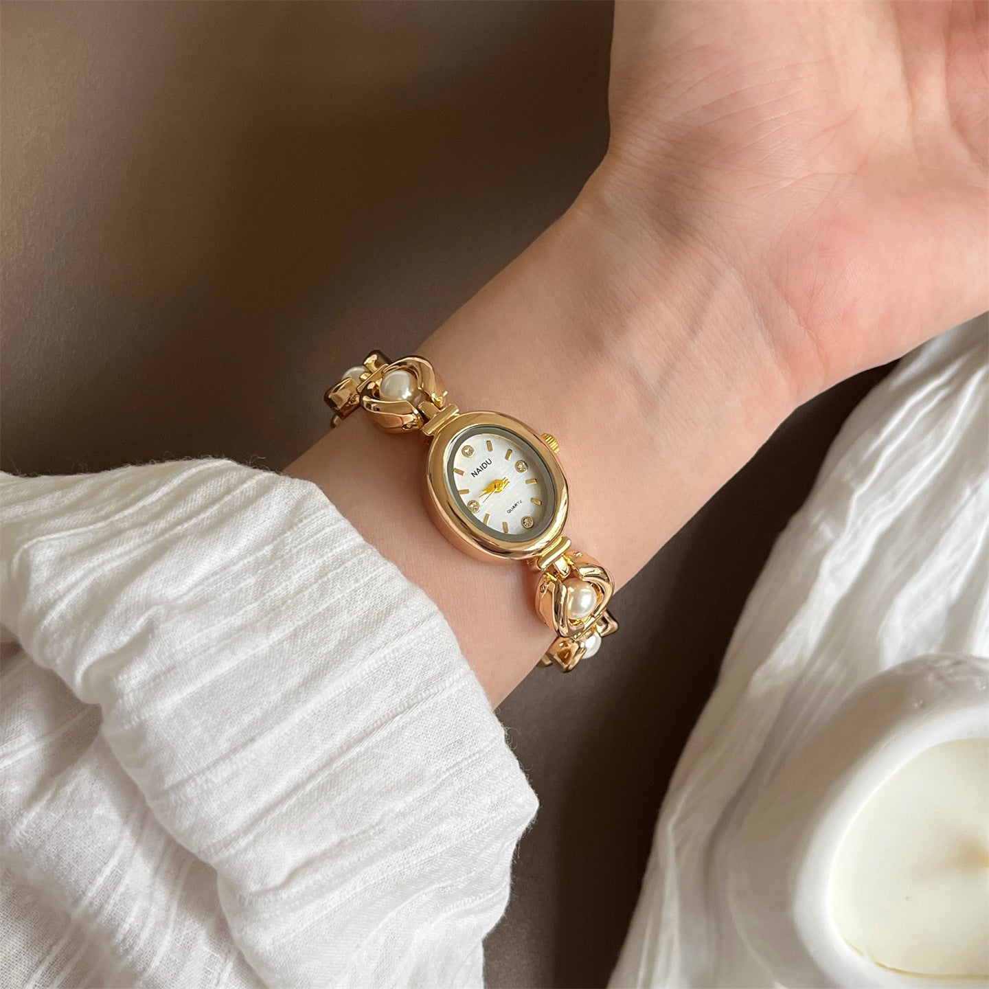 Four-Diamond Pearl Bracelet Watch PDW024 - view 6