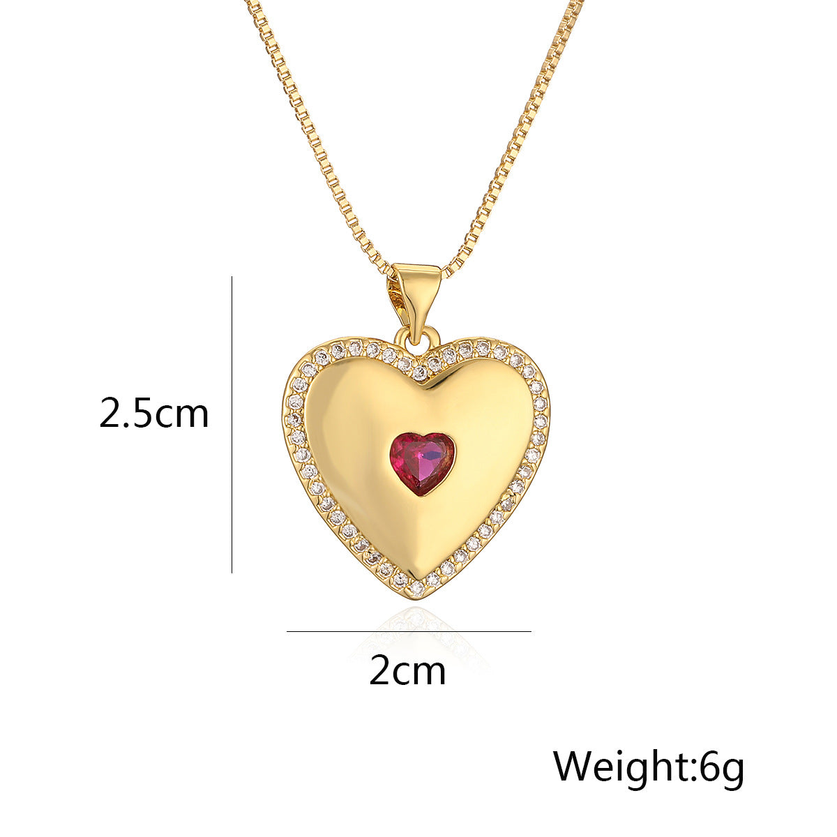 Minimalist 18K Gold Plated Heart Necklace Zircon PDNK300 - view 5