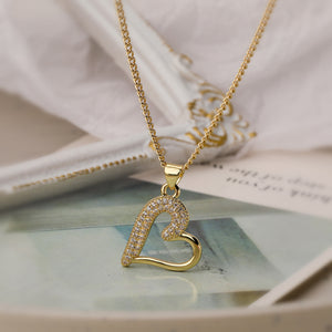 Micro-Pave Heart Zirconia Necklace PDNK323 - view 8