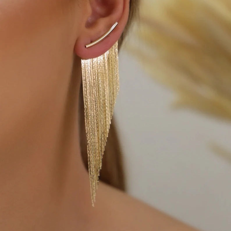 Bold Geometric Tassel Statement Earrings