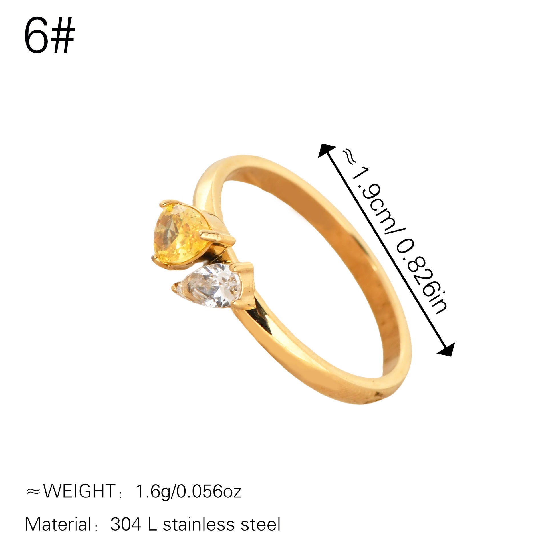 Luxury Geometric Zircon Titanium Steel Ring PDRG315 - view 5