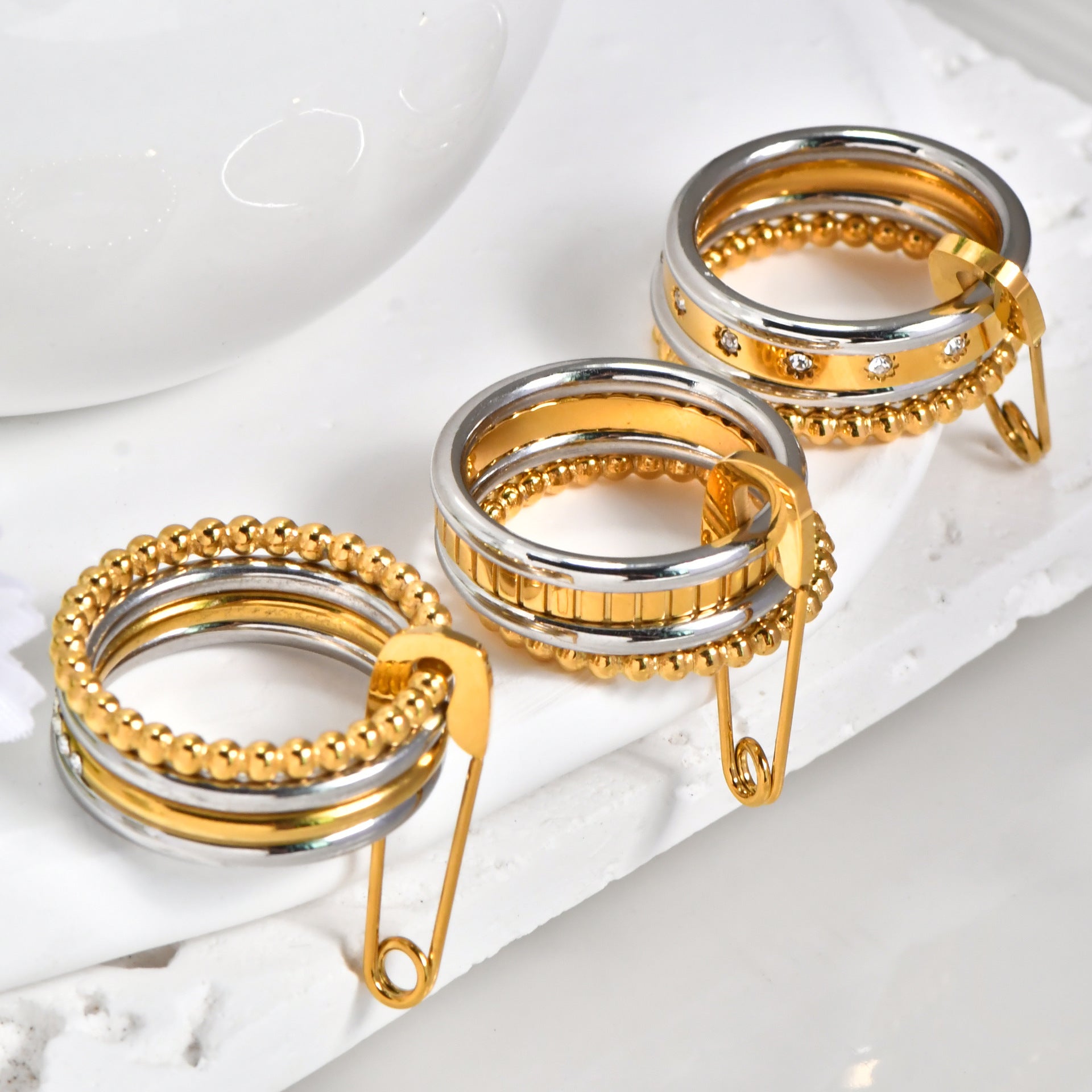 Multi-Layer Stacking Titanium Steel Rings PDRG312