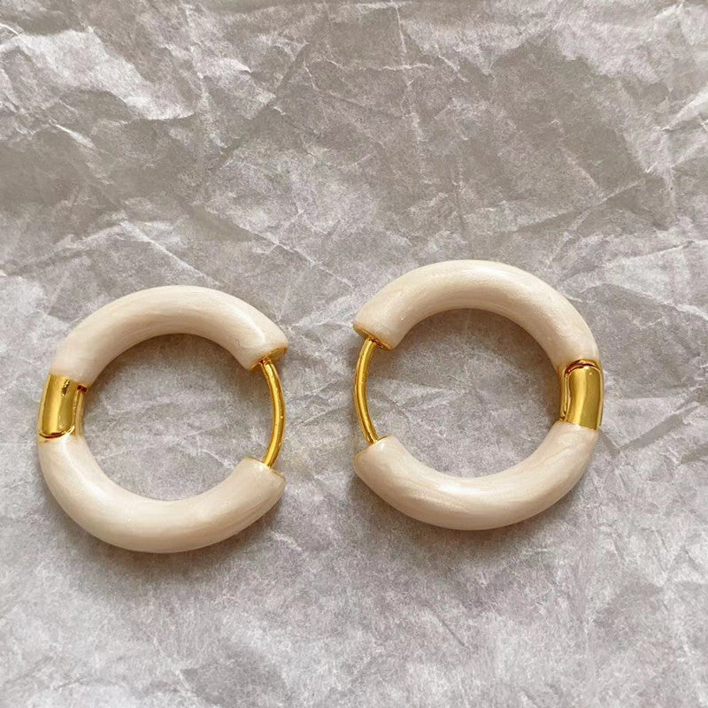 Ivory White Acetate Resin Statement Earrings