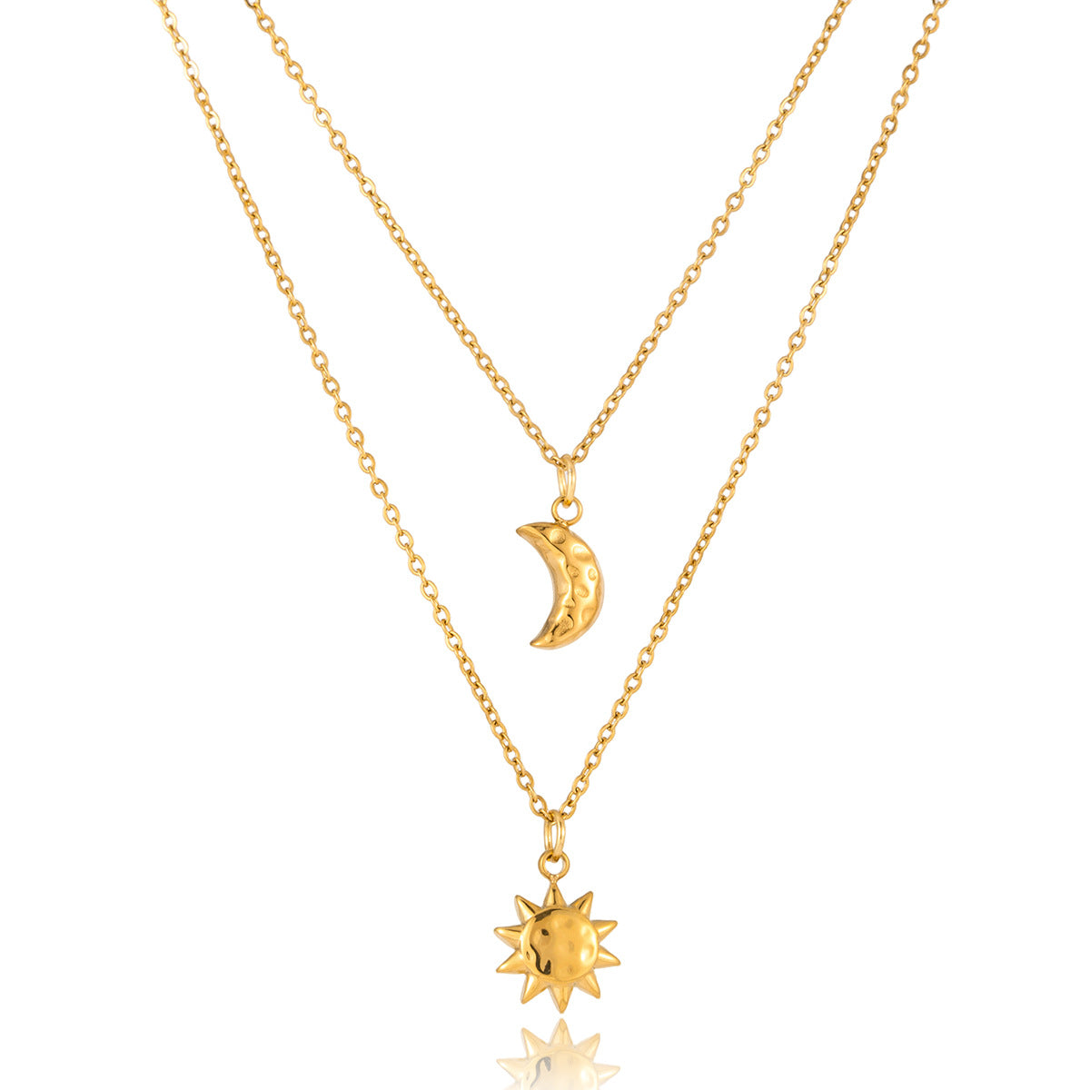 Celestial Sun & Moon Double Layer Necklace