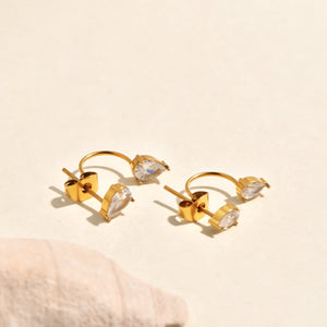 Teardrop Cubic Zirconia Huggie Hoop Earrings