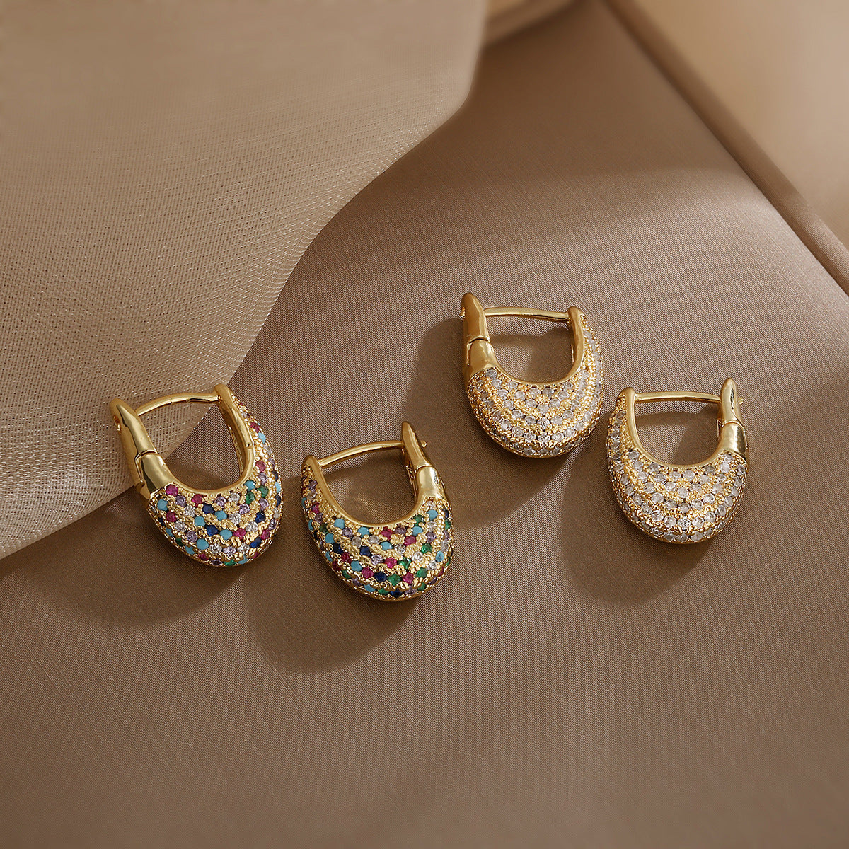 Luxury 18K Gold Plated Zircon U-Shape Ear Cuff