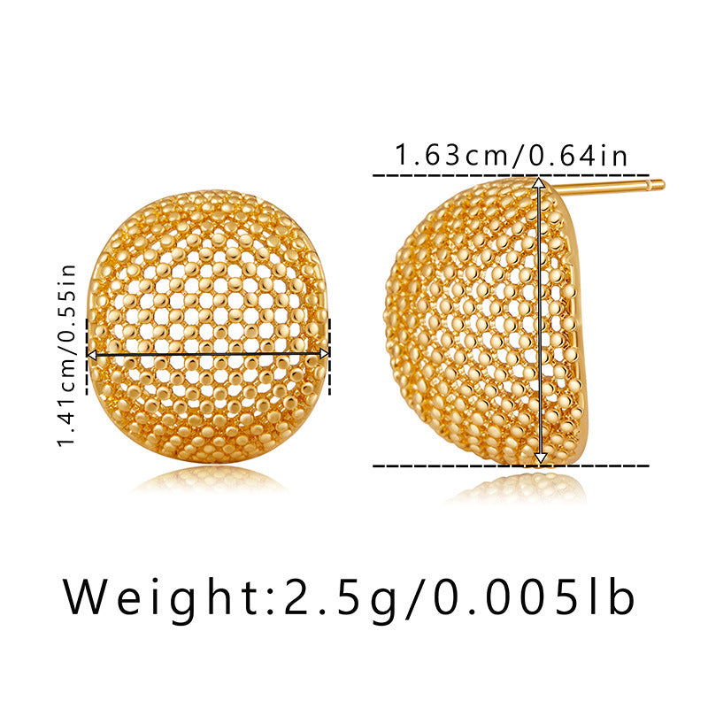 Vintage Hollow Half-Circle Gold Earrings  with Mesh