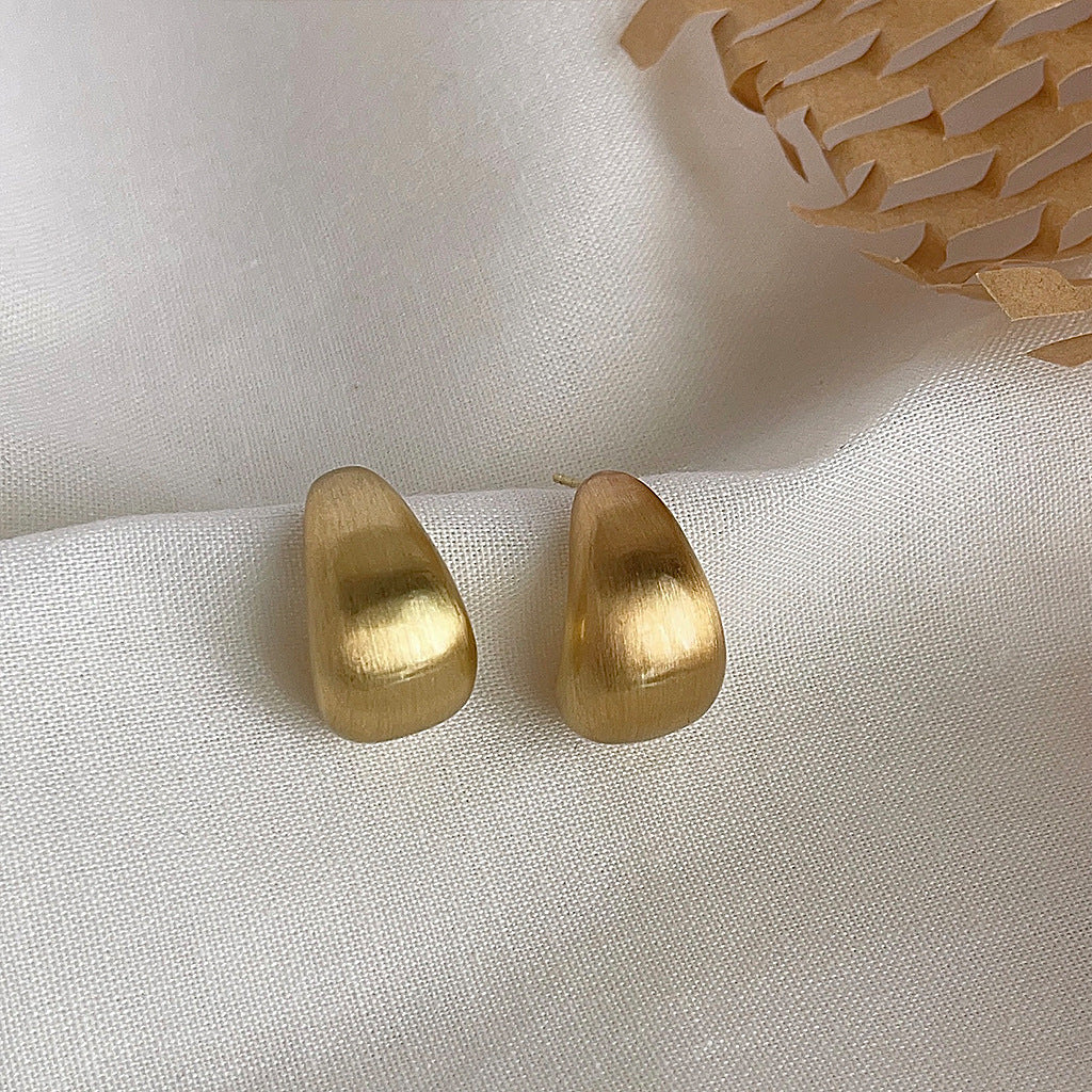 Brushed Gold & Silver Teardrop Earrings