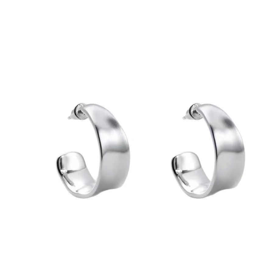 Textured Brushed Silver Hoop Earrings