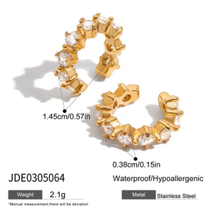 Stainless Steel U-Clip Earrings Zirconia Non-Pierced