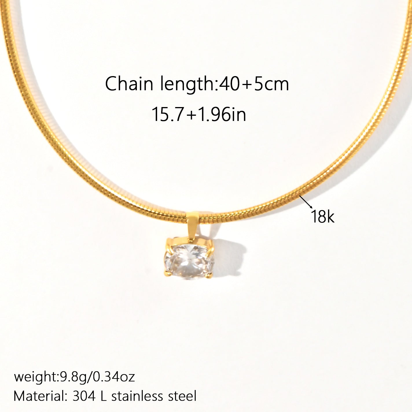 Fashion Cable Chain Necklace with Zircon Pendant