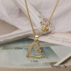 Micro-Pave Heart Zirconia Necklace PDNK323 - view 4