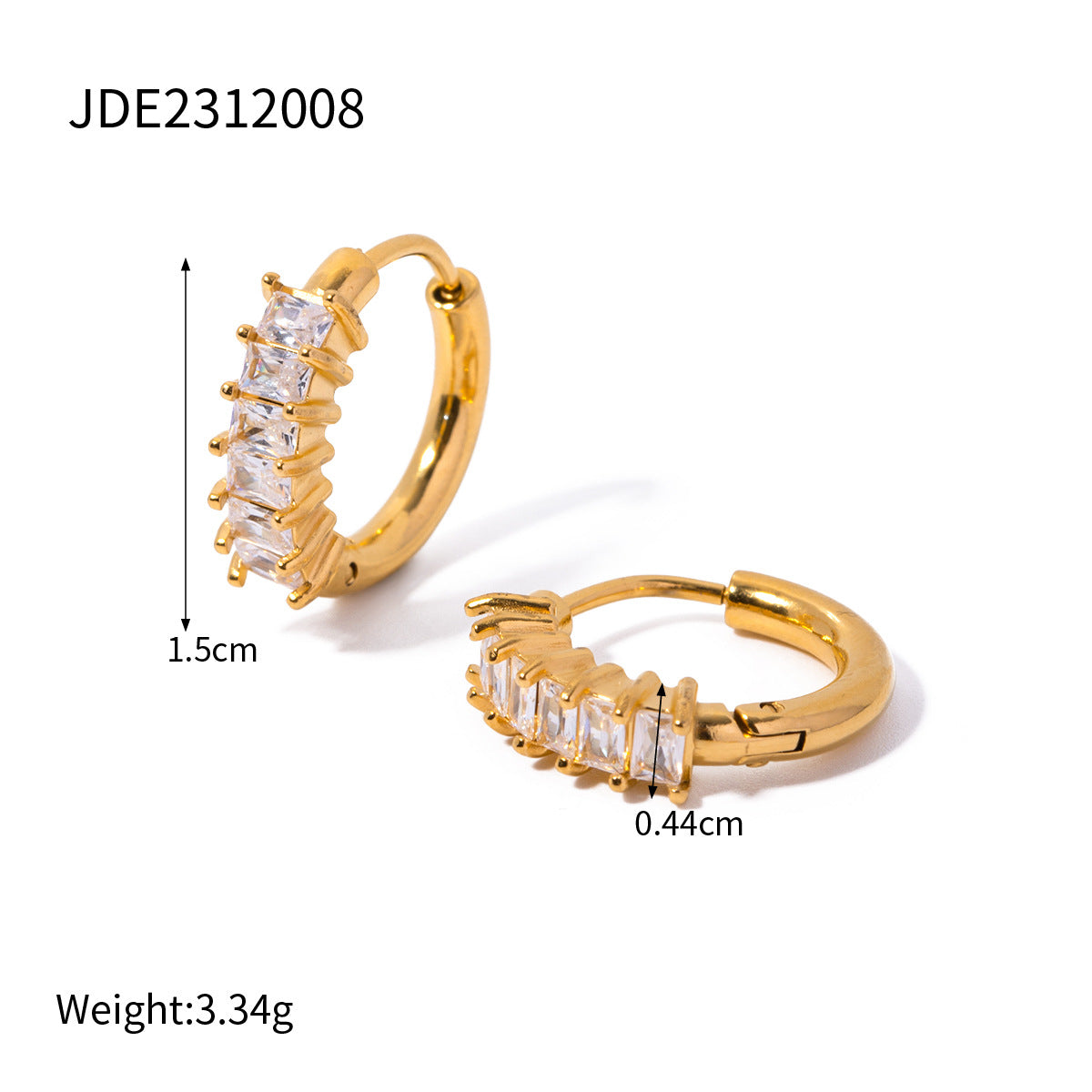 Stainless Steel U-Clip Earrings Zirconia Non-Pierced