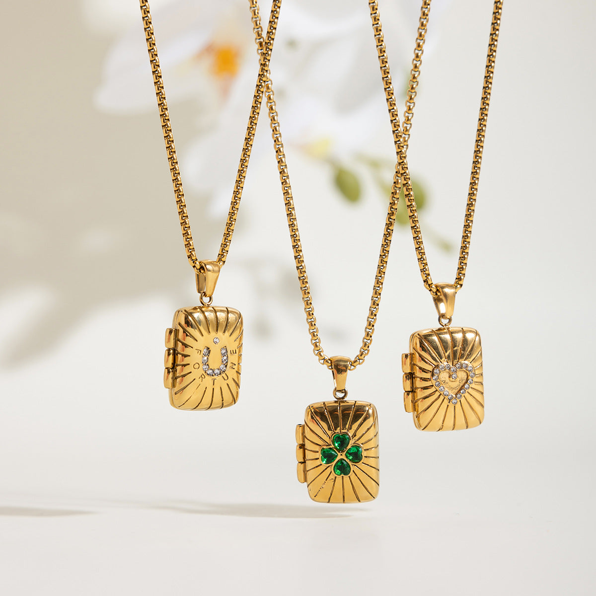 Vintage Square Picture Pendant Choker Necklace PDNK365
