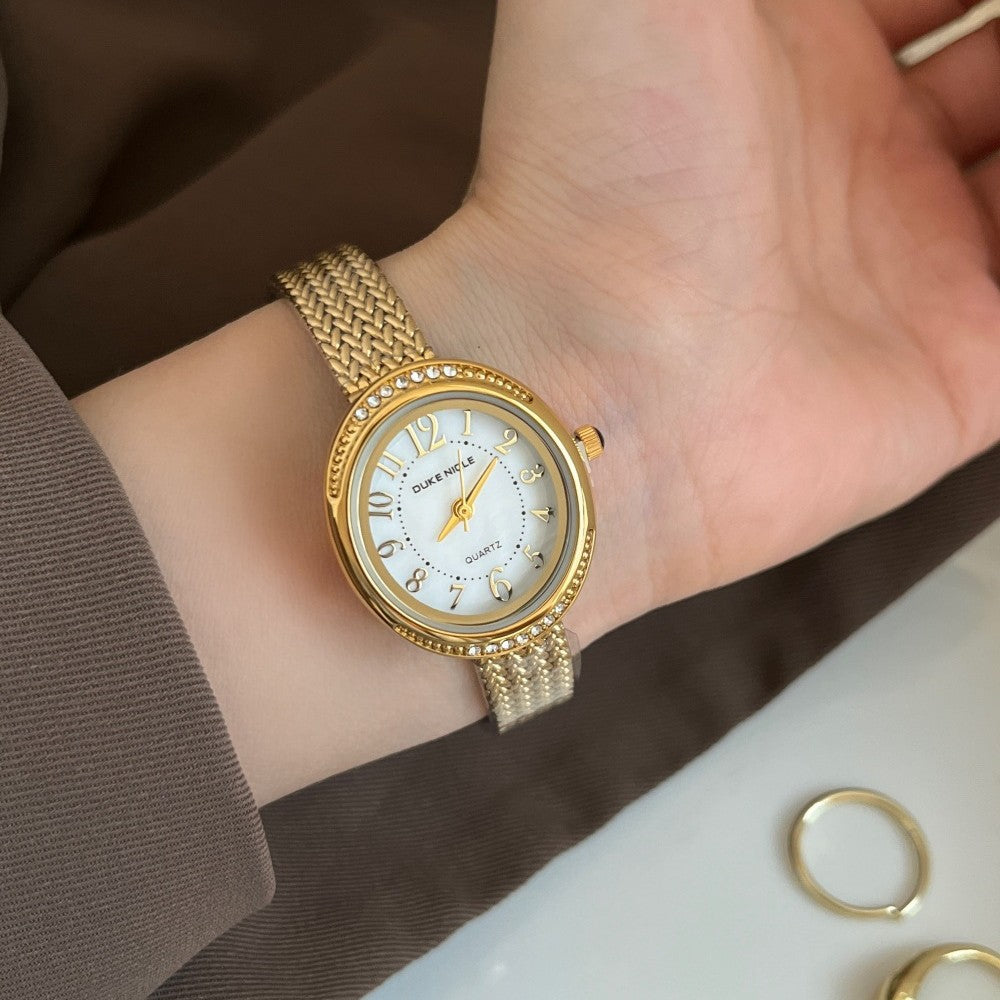 Gold Oval Dial Wheat Chain Bracelet Watch PDW019 - view 5