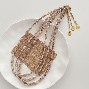 Minimalist Natural Shell Grain Bead Necklace