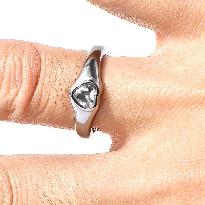 Minimalist Heart Solitaire Ring