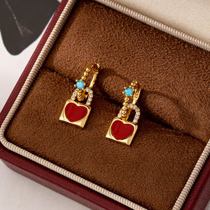 Ankola Red Heart Statement Earrings