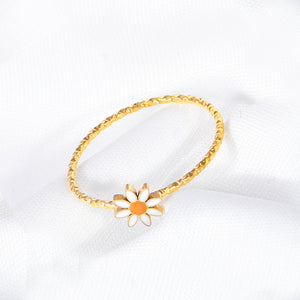 Titanium Steel Daisy Ring Gold Non-Tarnish Stacking