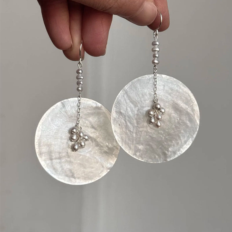Luxury Shell & Pearl Segment Drop Earrings