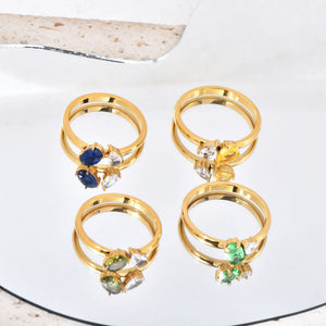 Luxury Geometric Zircon Titanium Steel Ring PDRG315 - view 4
