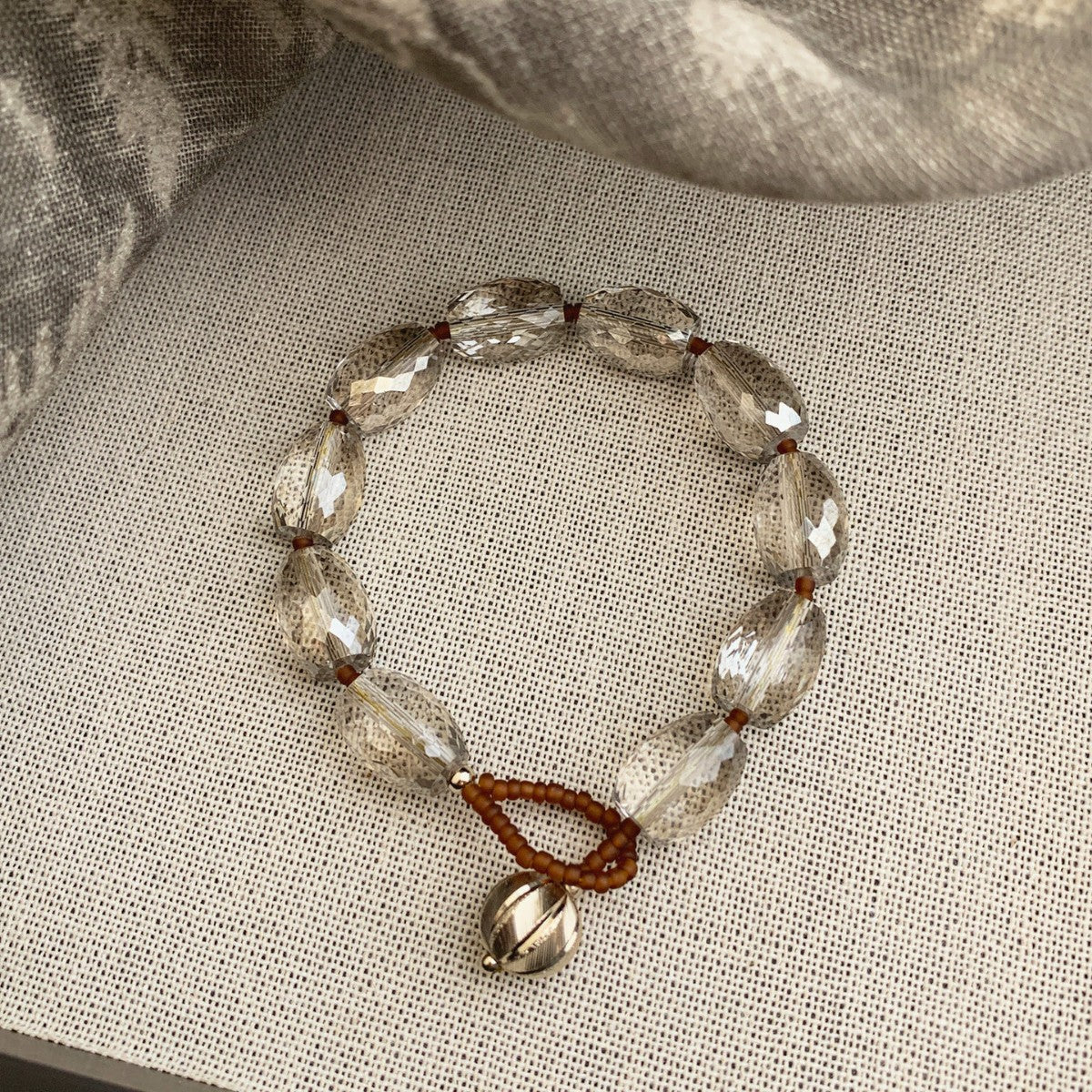 Vintage Irregular Faceted Glass Bead Bracelet