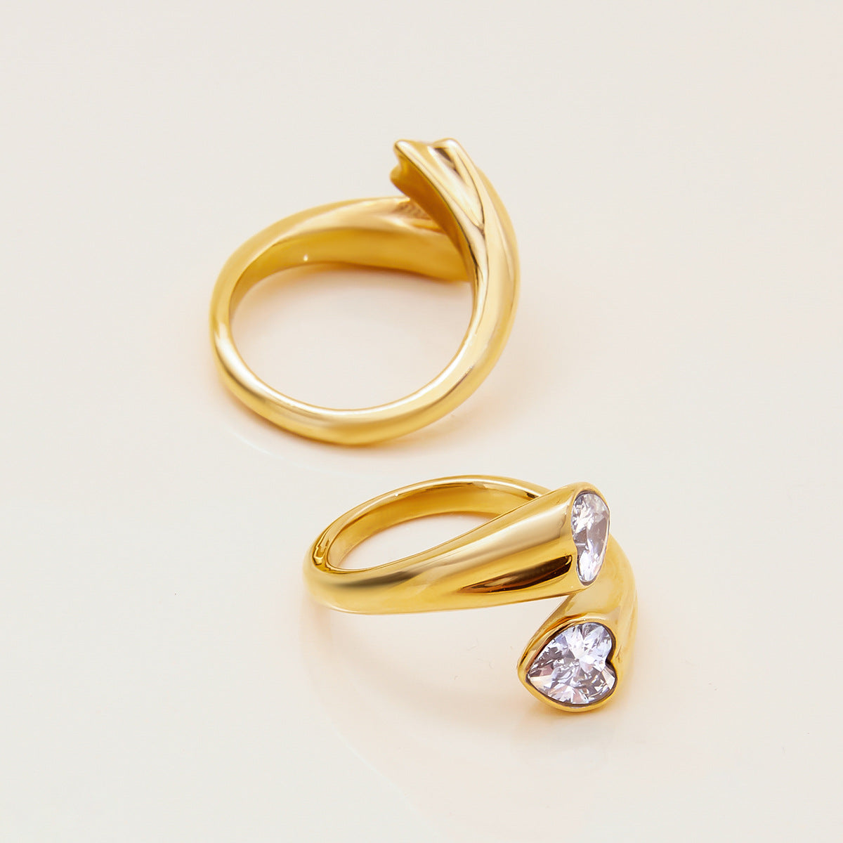 Vintage Gold Stainless Steel Ring with Star Zircon PDRG309 - view 4