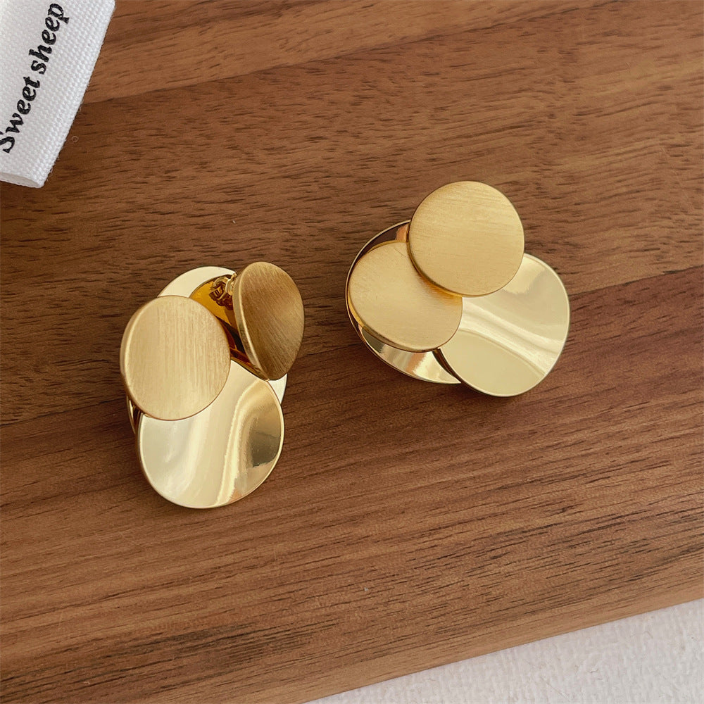 Minimalist Geometric Metal Disc Earrings