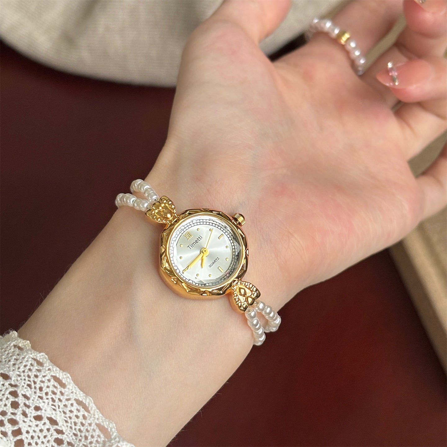 Pearl Bracelet Watch Quartz Movement Titanium Clasp PDW011 - view 3