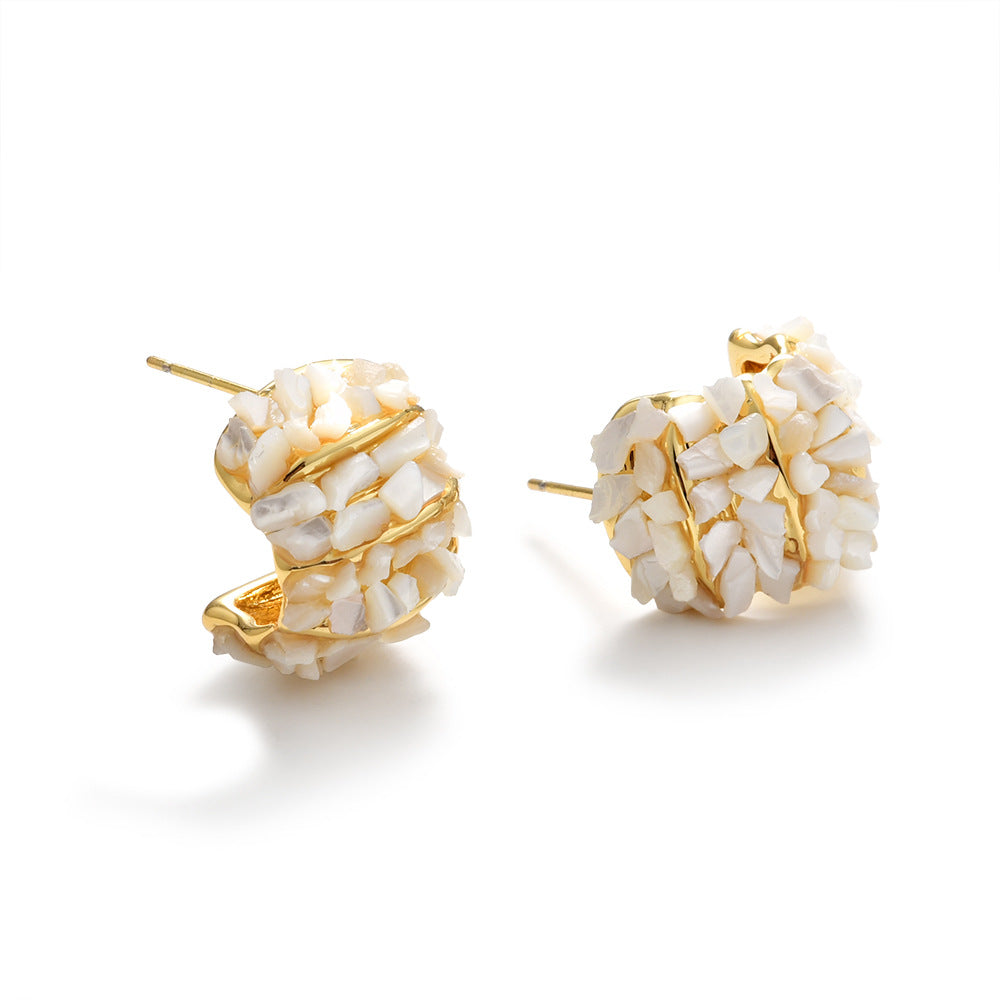Vintage Wide Band White Shell Ear Cuffs