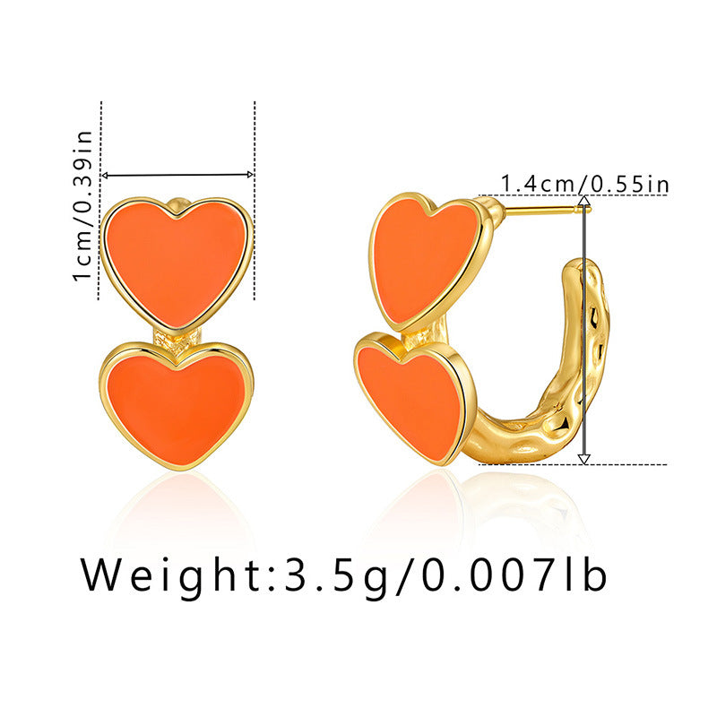 Vintage Enamel Teardrop Heart Earrings