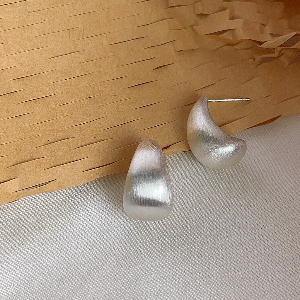 Brushed Gold & Silver Teardrop Earrings