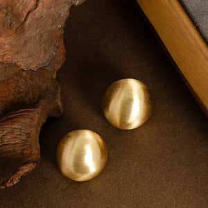 Minimalist Frosted Metal Stud Earrings， Gold/Silver