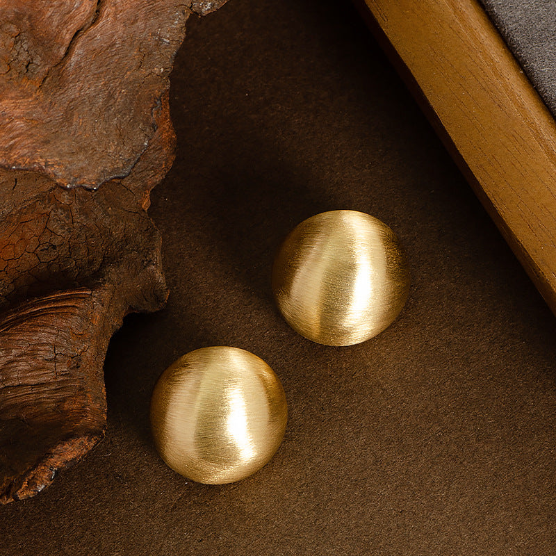 Minimalist Frosted Metal Stud Earrings， Gold/Silver