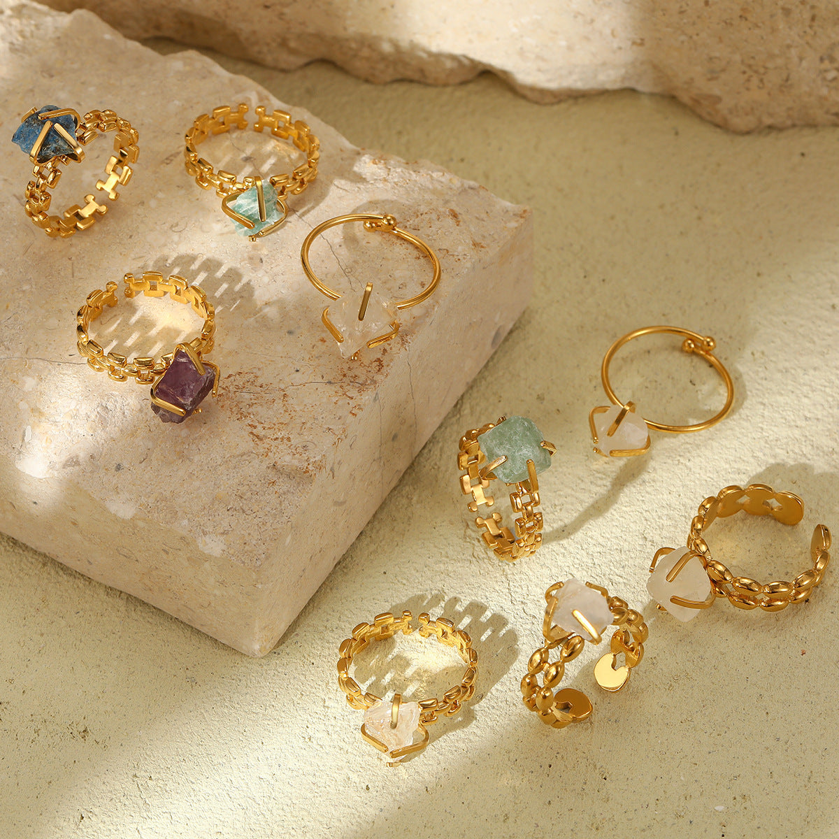 Adjustable Vintage Natural Stone Ring