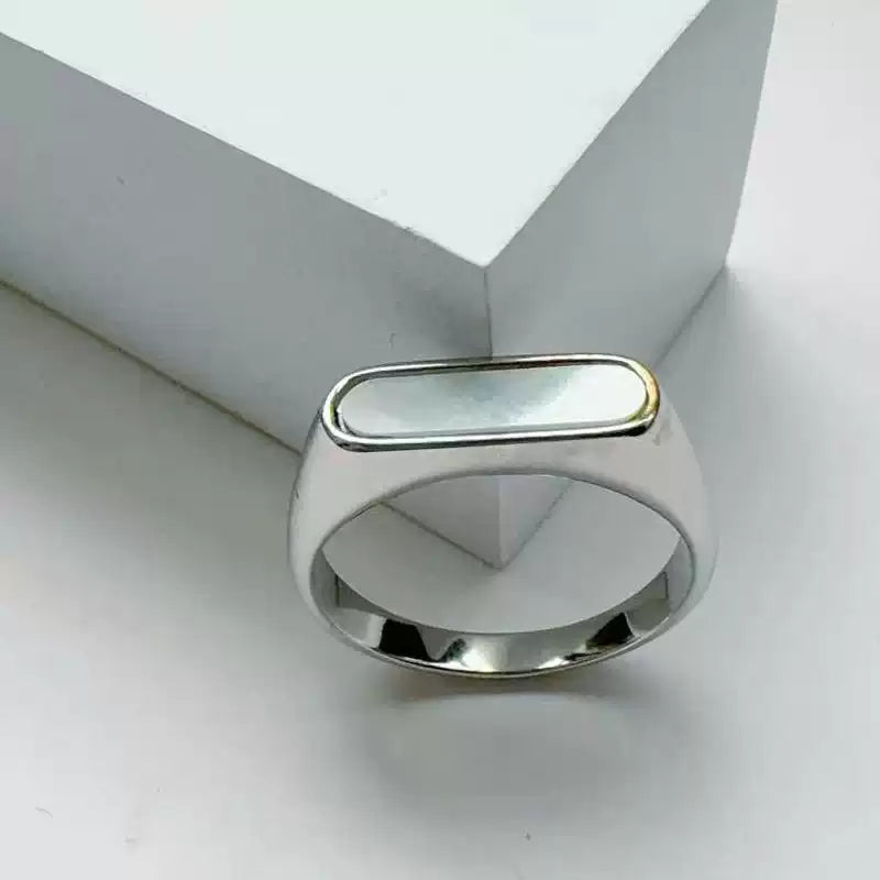Titanium Steel Geometric Shell Ring