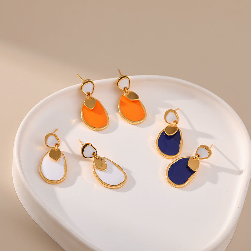 Vintage Enamel Teardrop Heart Earrings