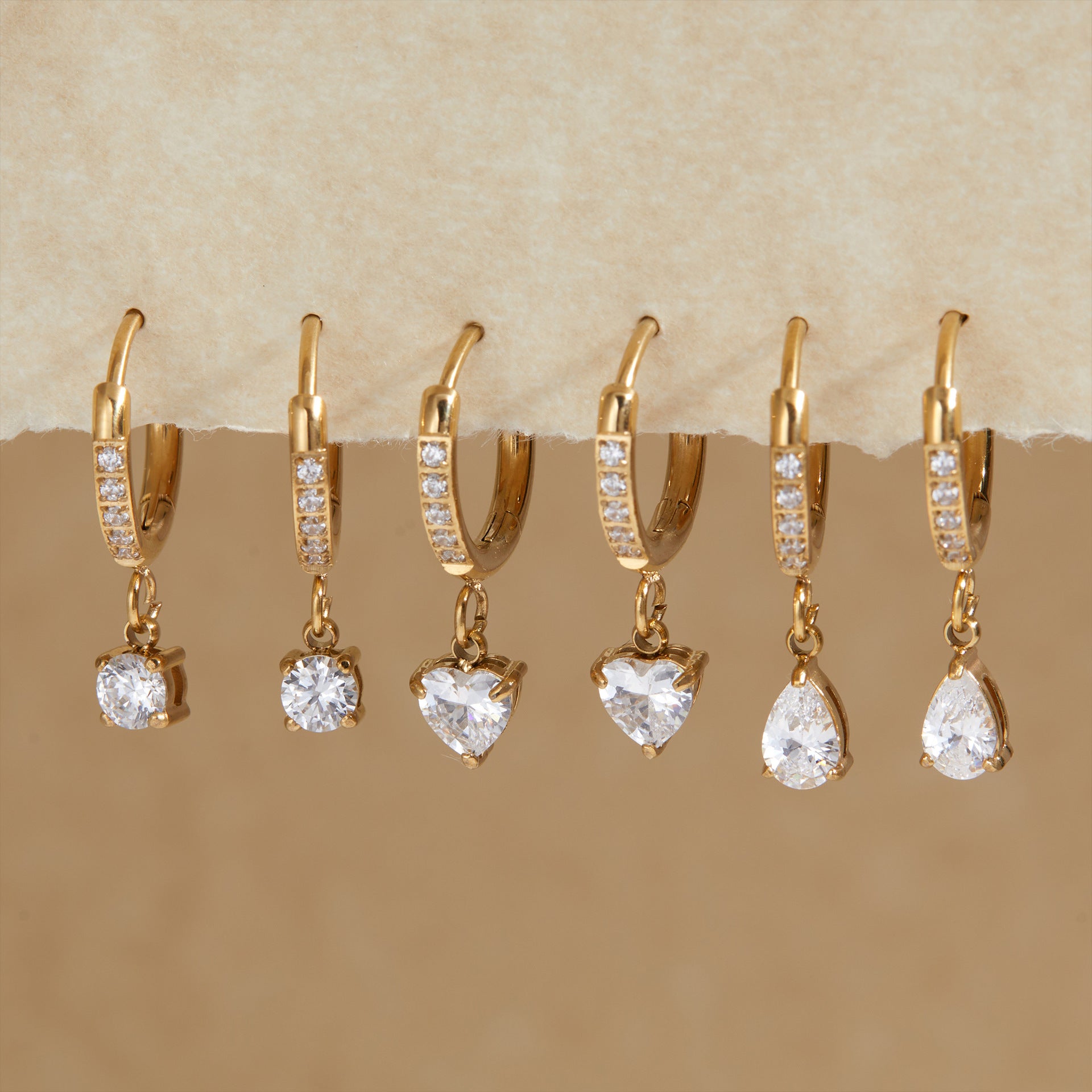 Elegant Stainless Steel Heart & Teardrop Earrings