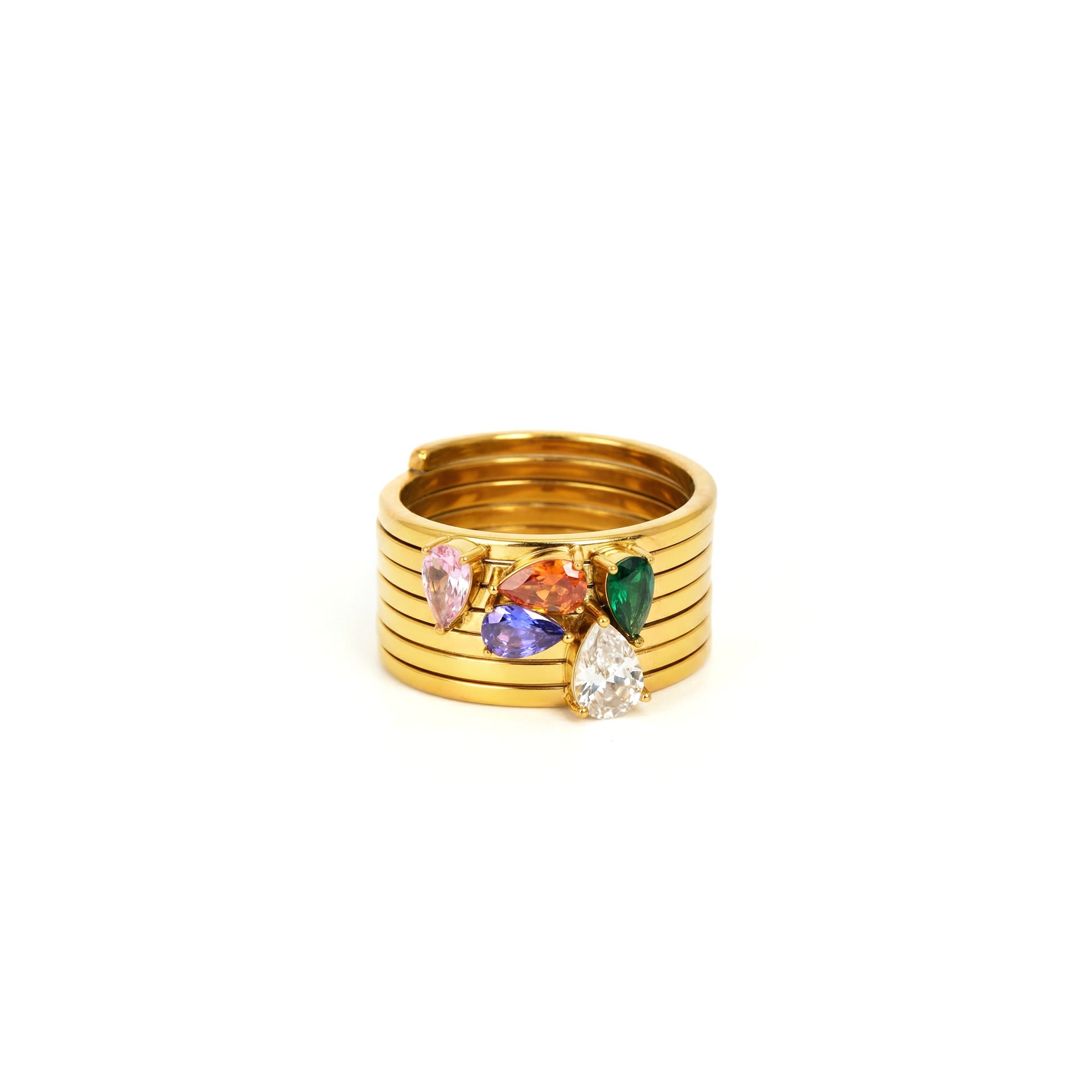 Layered Teardrop Zircon Ring
