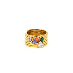 Layered Teardrop Zircon Ring