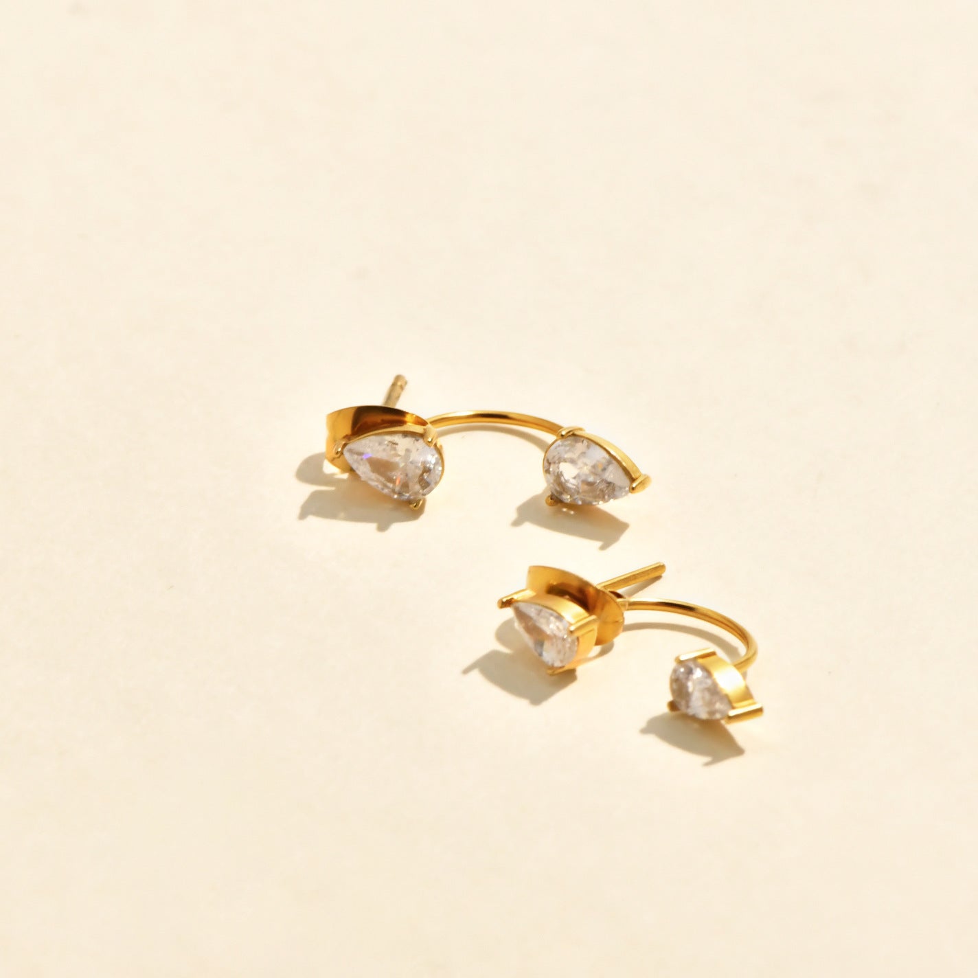 Teardrop Cubic Zirconia Huggie Hoop Earrings