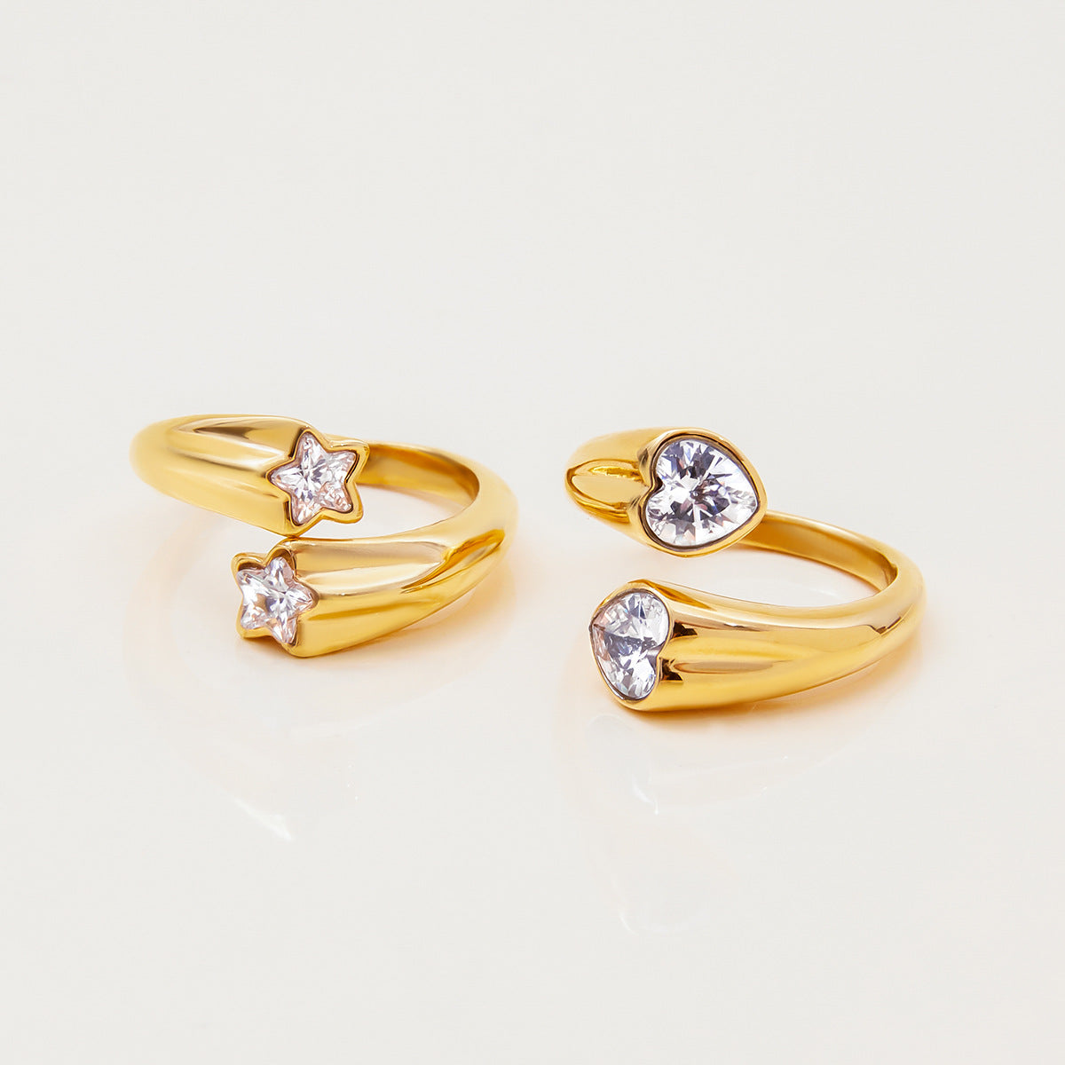 Vintage Gold Stainless Steel Ring with Star Zircon PDRG309 - view 3