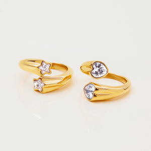 Vintage Gold Stainless Steel Ring with Star Zircon PDRG309 - view 3