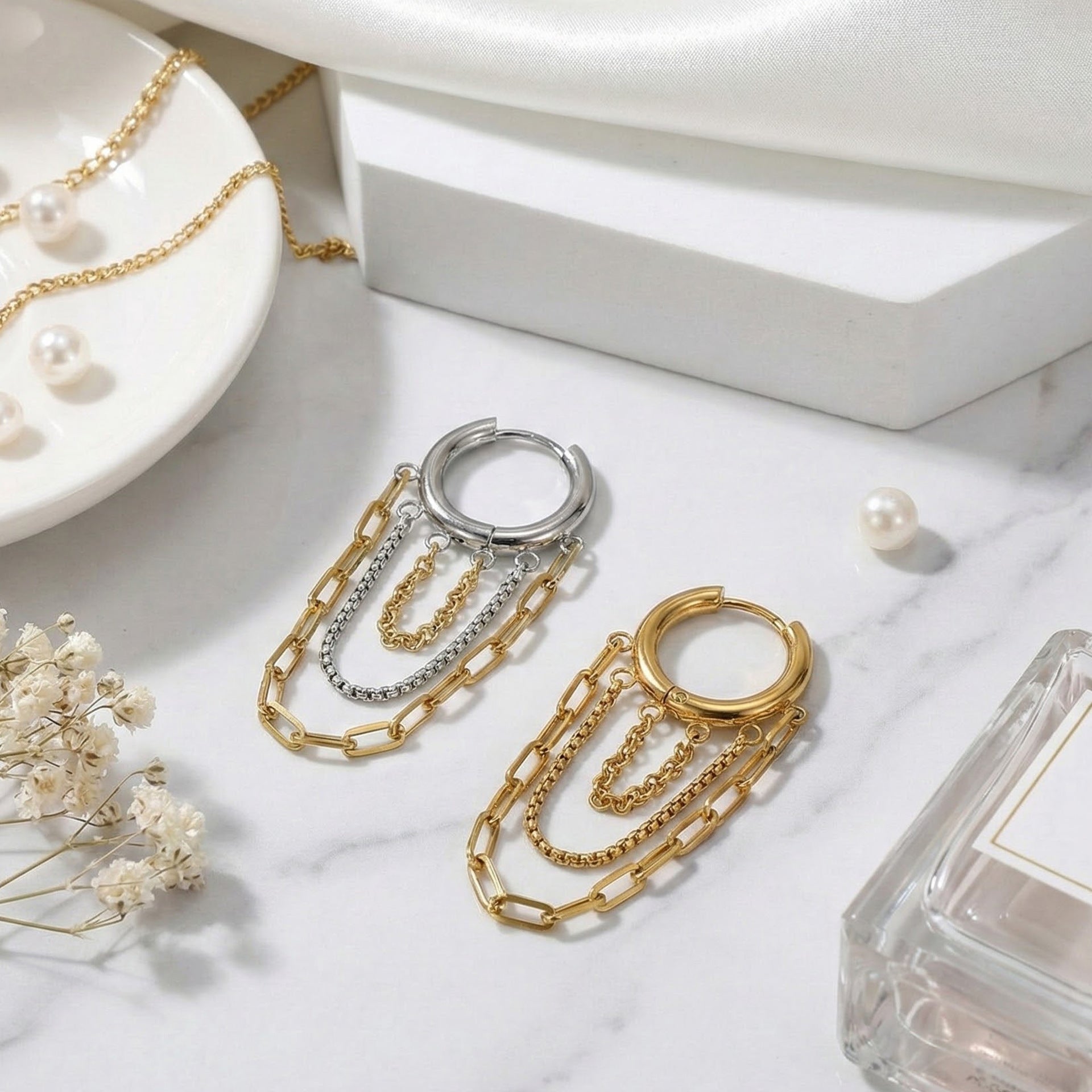 Chain Tassel Statement Earrings