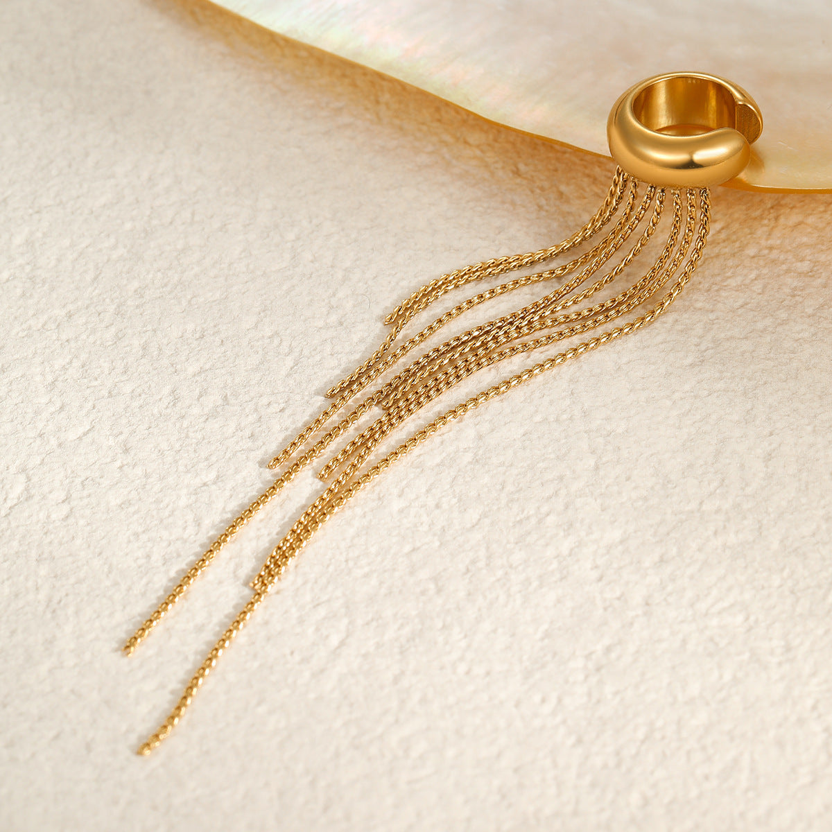 Long Tassel Ear Cuff 18K Gold Stainless Steel