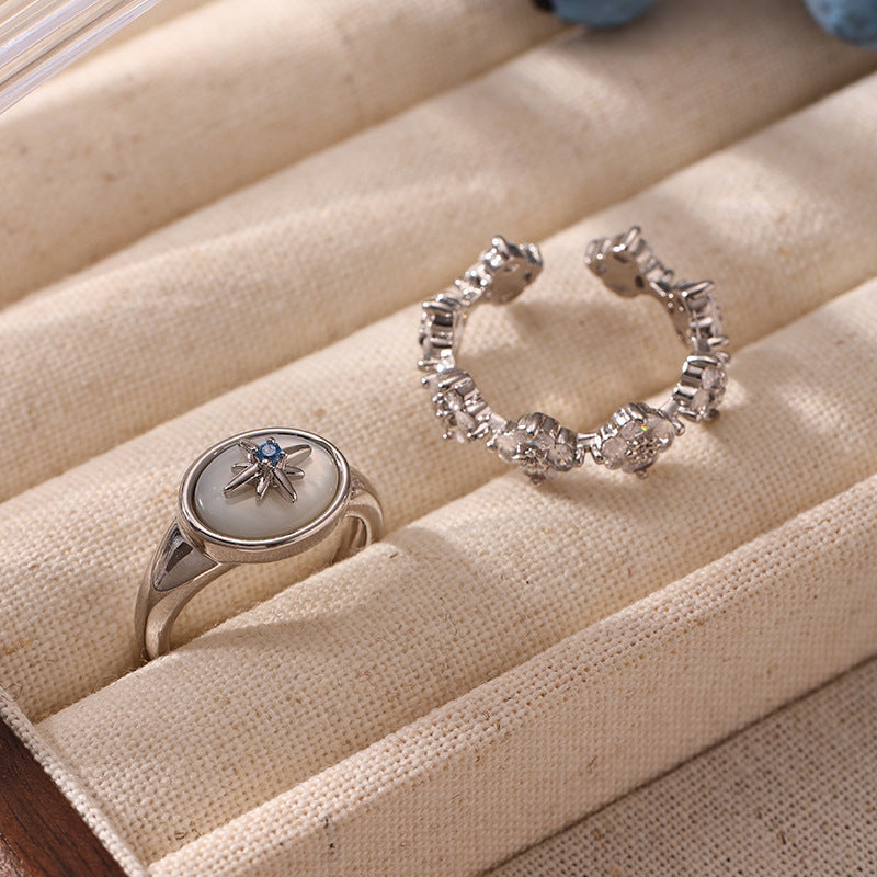 Gold Star Flower Mother of Pearl Ring