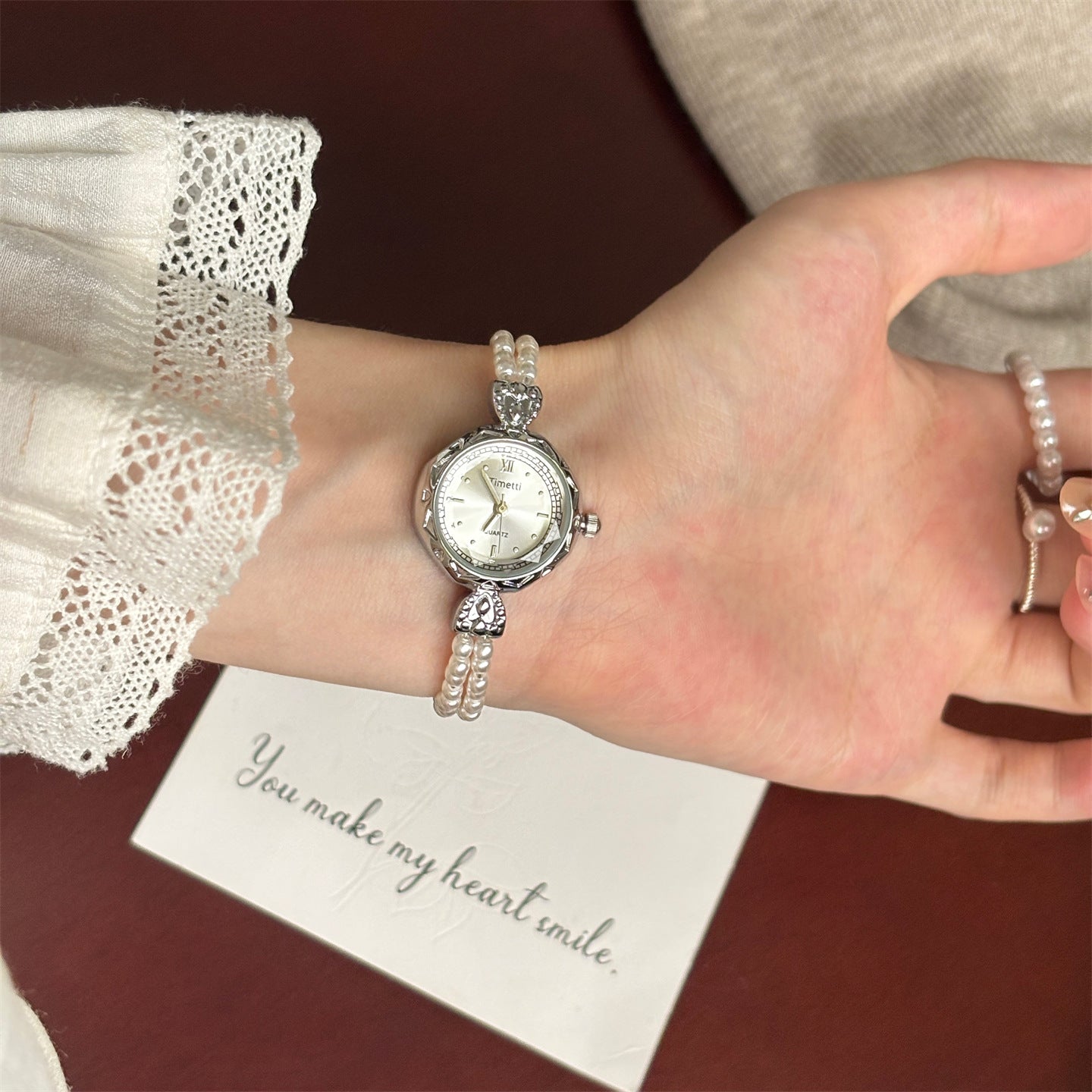 Pearl Bracelet Watch Quartz Movement Titanium Clasp PDW011 - view 4